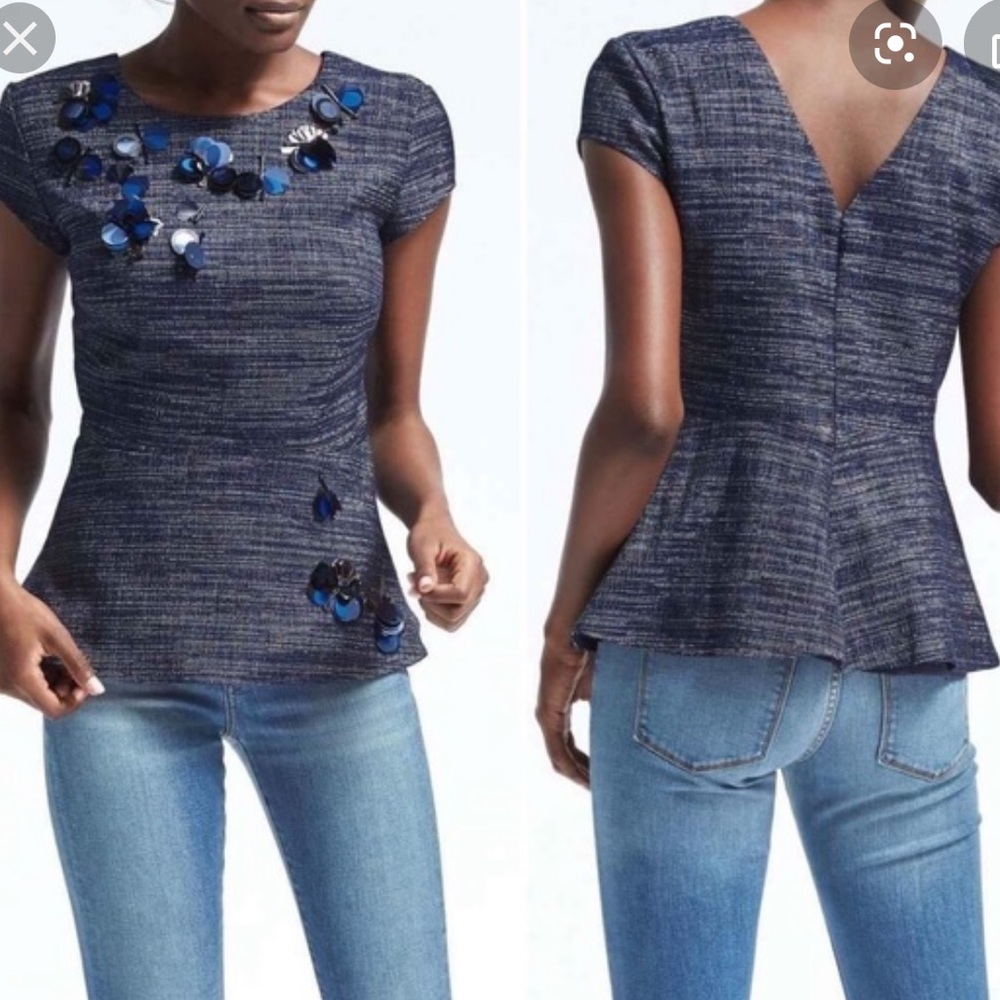 Banana republic petite tweed embellished peplum 6